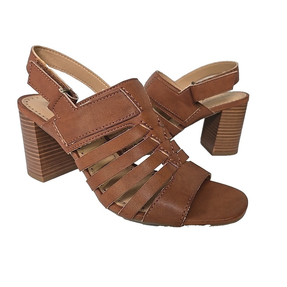 Adrienne‎ Vittadini Albar Brown Low Heel Strappy Shoes 7M
